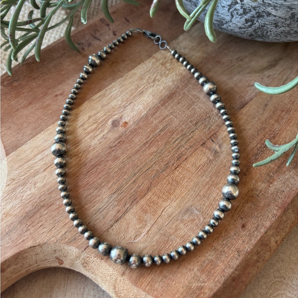 Jojo Silver Co Navajo Style Sterling Pearls: Daily Strand 14”